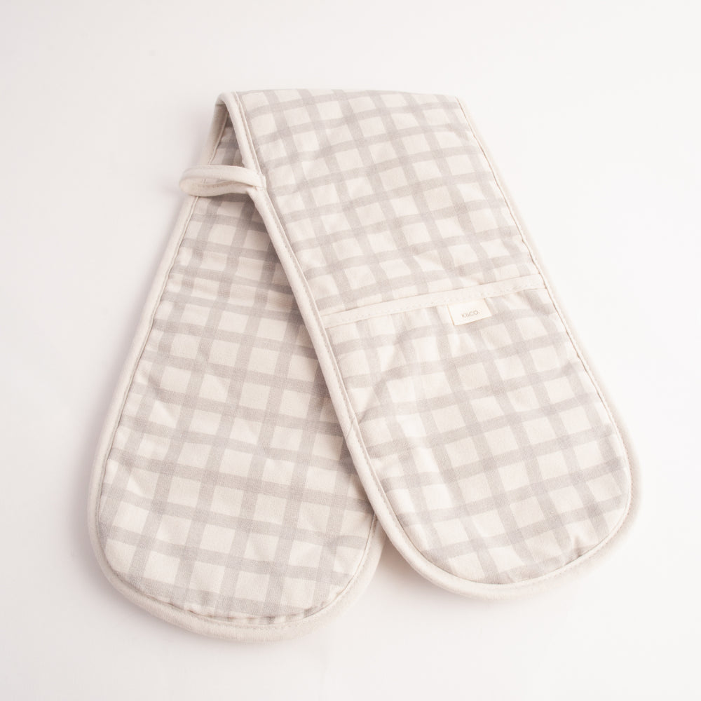 K&Co Home Collection Long Oven Mitt - GREY CHECK